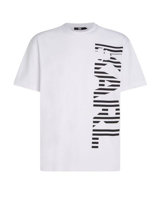 Karl Lagerfeld Vertical Print T-Shirt-White